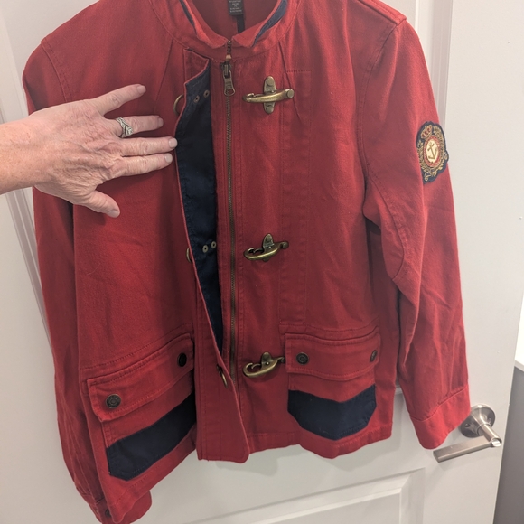 Vintage Ralph Lauren LRL Red Military Nautical Toggle Jacket–Petite Large–Crest - Picture 15 of 16